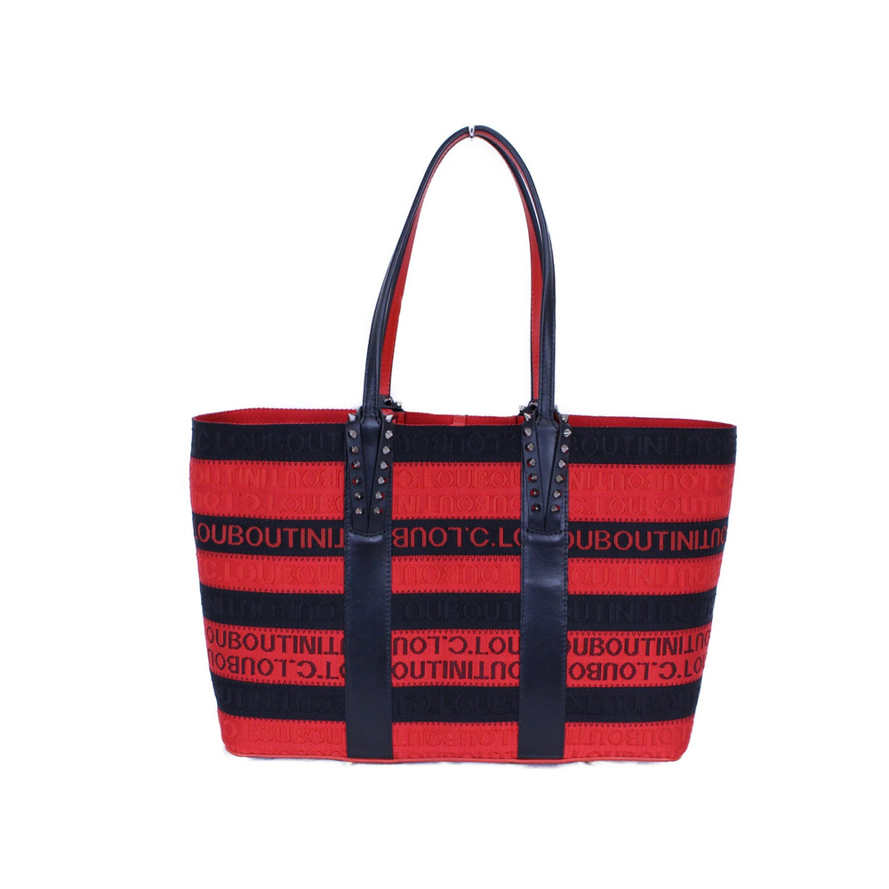 Christian Louboutin Black Tote Bag Cabata Red Stripe